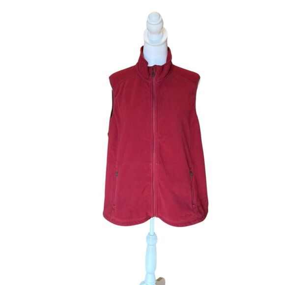 LL Bean Vest Red Fleece Full Zip Two Pocket Womens Size 1X - Picture 1 of 10